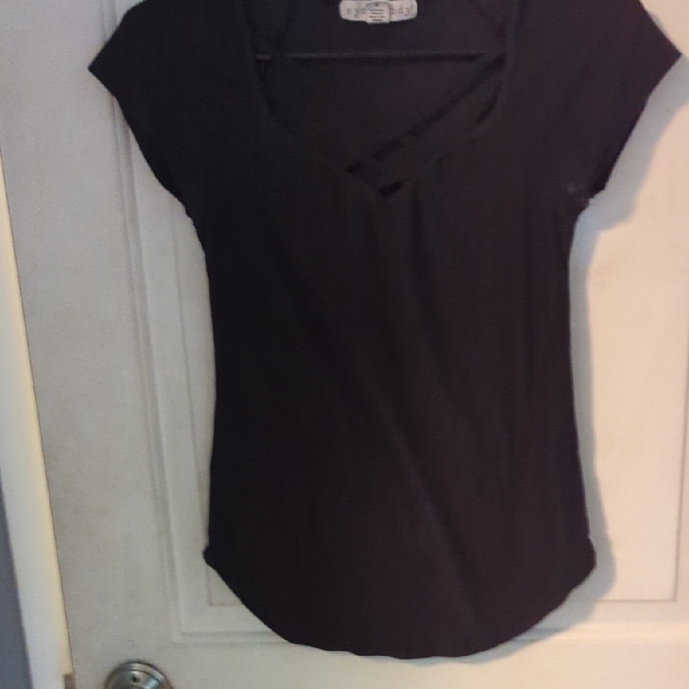 Eye Candy Black Crisscross V-Neck Tee